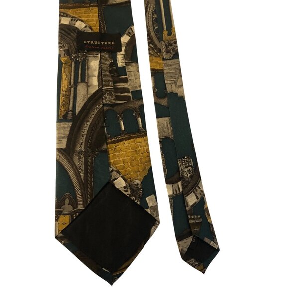 Structure Italian Silk Tie Architectural Print Mens Necktie Office Formal Gift - Picture 4 of 7
